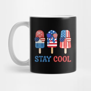 Stay Cool Popsicle 4th July Patriotic American Flag Mug